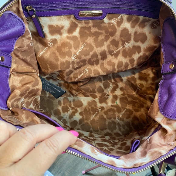 B. makowsky Purple Leather Women's Handbag - Picture 4 of 6